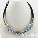 Wholesale popular style 16.9 inches multi color crystal beaded necklace 