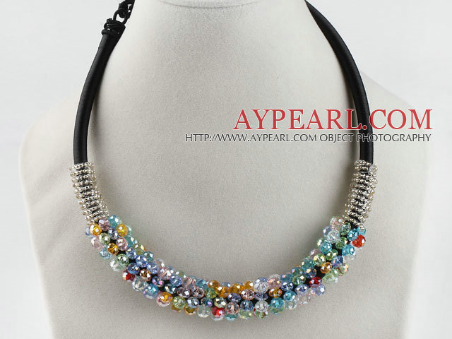 popular style 16.9 inches multi color crystal beaded necklace 