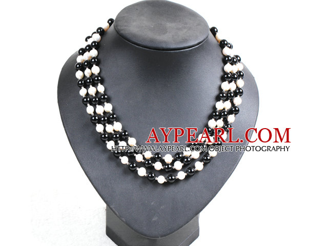 populär stil 16,9 inches svart kristall pärlor halsband