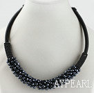 popular style 16.9 inches grey black crystal beaded necklace 