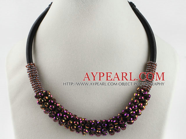 popular style 16.9 inches purple red crystal beaded necklace 
