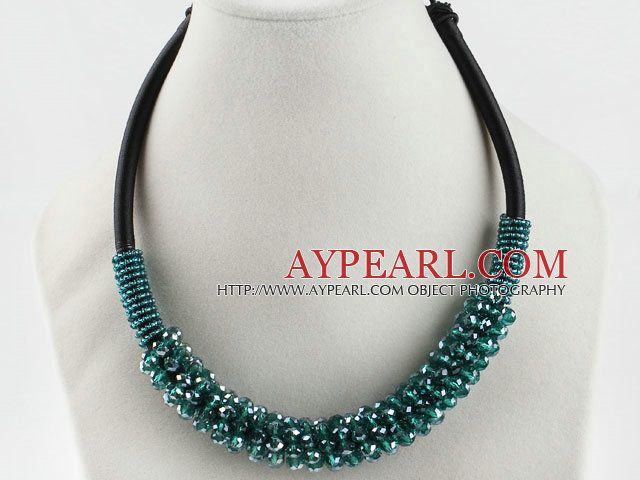 populär stil 16,9 inches grönt glas pärlstav halsband