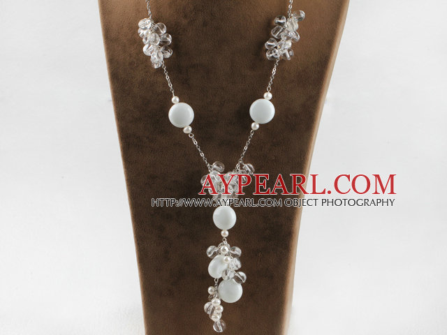 White Stone perle portelan si colier de cristal clar