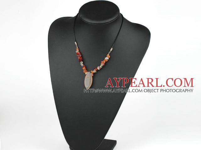 17.5 inches simple agate necklace with lobster clasp
