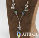 coajă colier de perle şi cristal clar cu lanţ extensibil