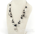 Wholesale pearl and clear crystal necklace with extendable chain