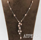 Y形6〜9ミリメートル天然のピンクの真珠のネックレス