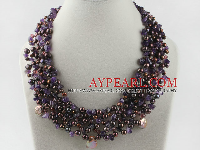 gorgeous pearl and amethyst necklace with magnetic clasp