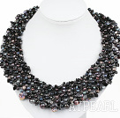 gorgeous pearl and black agate gemstone chips necklace