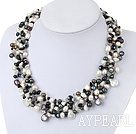 gorgeous pearl and black agate gemstone chips necklace