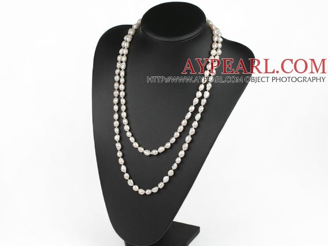 la mode style long 47,2 pouces 8-9mm blanc collier de perles