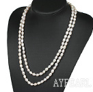 la mode style long 47,2 pouces 7-8mm blanc perle collier