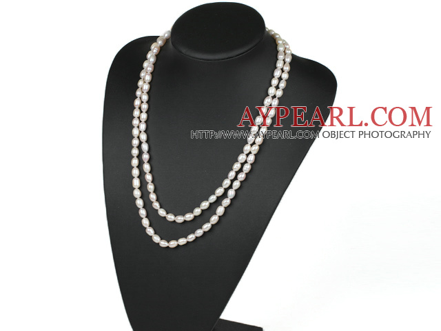 fashion long style 47.2 inches 7-8mm white pearl necklace
