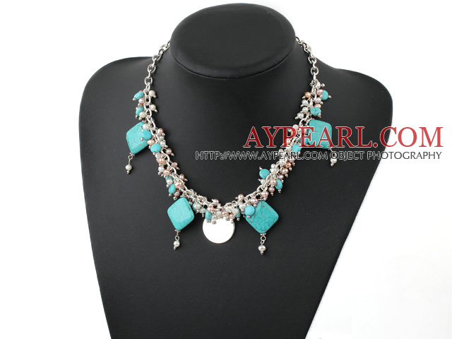 pearl turquoise colored glaze necklace