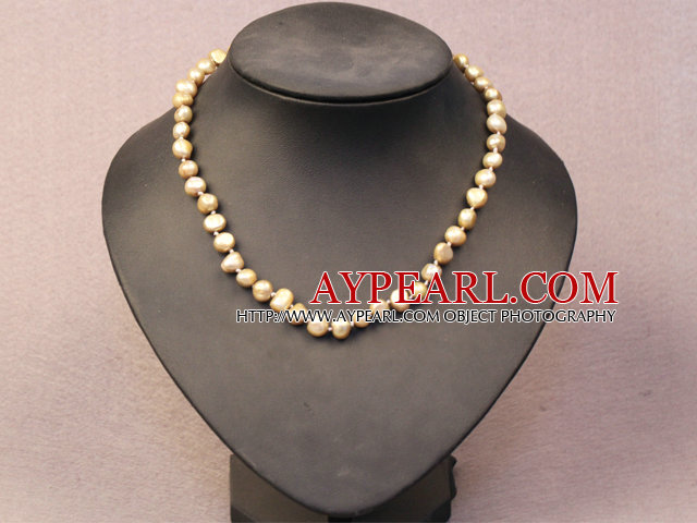 Simple Trendy Style Natural Earthy Yellow Potato Pearl Necklace