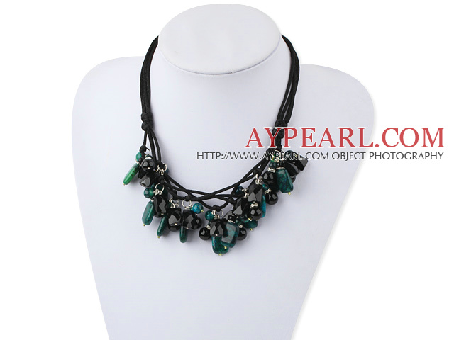 black agate black crystal phenix necklace