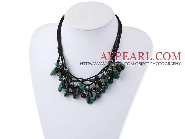 agate noire cristal collier phenix noir