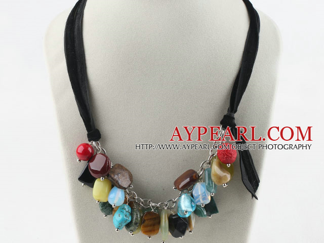 Sale Promotion: Assorted Multi Stone Necklace with Black Cord