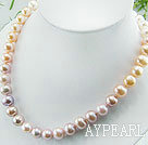 9-10Mm Mixed Color Fresh Water Knotted Pearl Strand Necklace