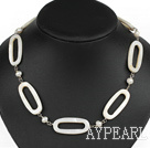 Fashion White Freshwater Pearl And Fillet Shell Loop Strand Necklace With Extendable Chain