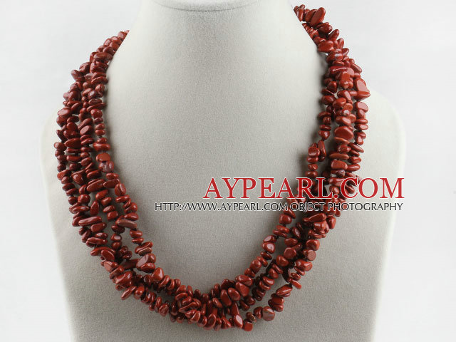 multi strand finely cut red stone necklace with gem clasp