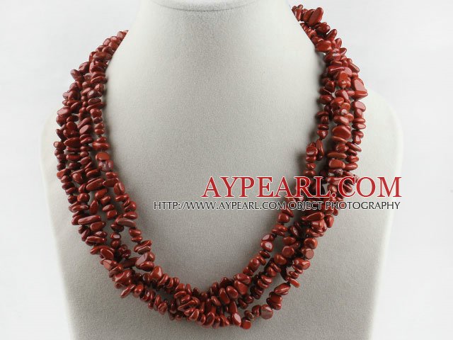 multi strand finely cut red stone necklace with gem clasp