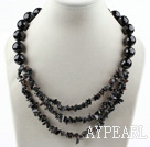 New Design Faceted Black Agate Necklace with Moonlight Clasp