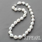 Elegant Style 11-12mm Single Strand White Nuclear Pearl Necklace