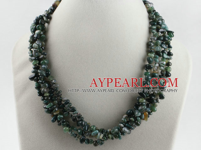 gorgeous multi strand finely cut agate beads necklace with gem clasp