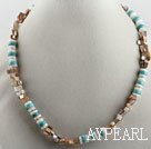 17.7 inches turquoise and shell necklace with toggle clasp