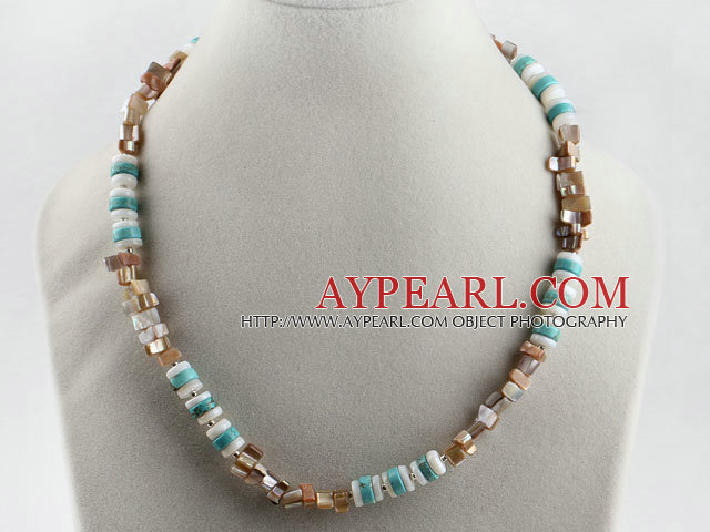 17.7 inches turquoise and shell necklace with toggle clasp