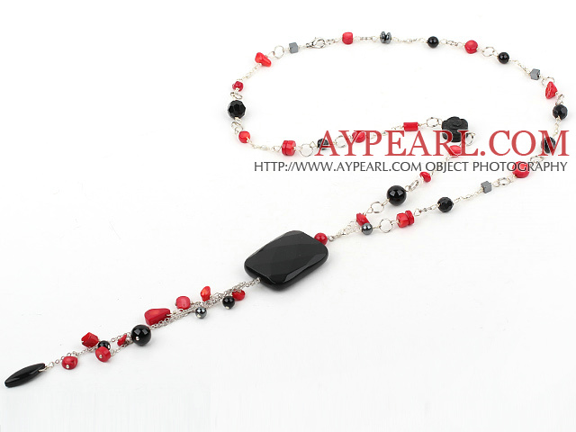 ll och agat Y-formad necklace halsband