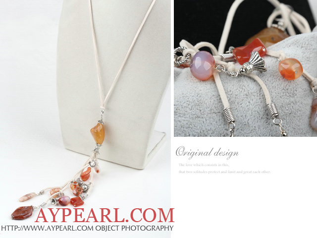 multi color agate necklace with lobster clasp