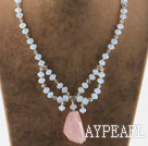 Wholesale Opal Crystal and Rose Quartz Pendant Necklace