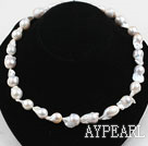 Big Freshwater Nucleus Pearl Necklace med hjerte form Clasp