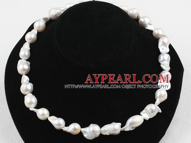 Big Freshwater Nucleus Pearl Necklace with Heart Shape Clasp