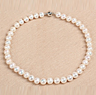 Bästa Mother Gift Graceful 10-11mm Naturlig Smooth White Pearl Party halsband