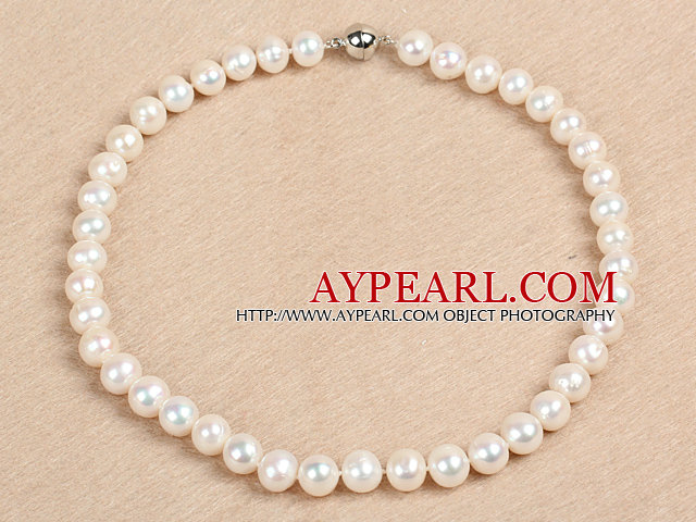 Best Mother Gift Graceful 10-11mm Natural Smooth White Pearl Party Necklace