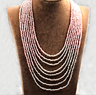 Multi Strands Multi Layered 4-5mm Pink and White Plastic Seed Necklace