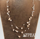 bridal jewelry 17.7 inches pink and white pearl necklace