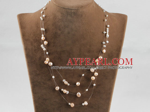 bijoux de mariée 17,7 pouces rose et blanc collier de perles