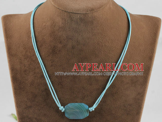 17.7 inches simple style blue agate pendant necklace