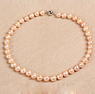 Bästa Mor gåva Graciös 10-11mm Naturliga Smooth Pink Pearl part Halsband