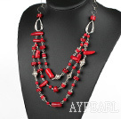 23.6 inches red coral tibet silver beads necklace with extendable chain