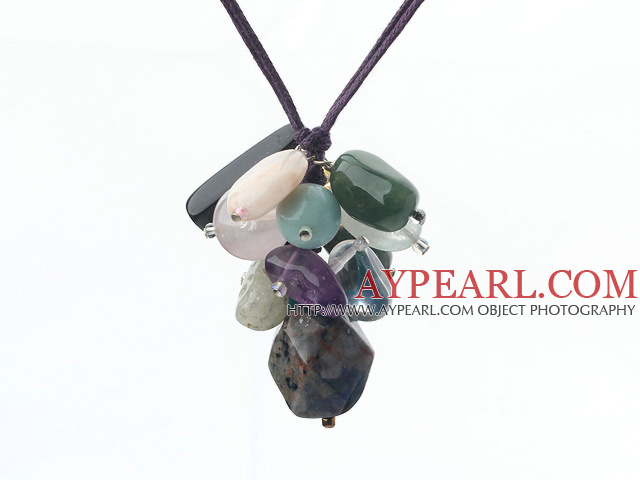 19.7 inches multi color gemstone necklace with extendable chain