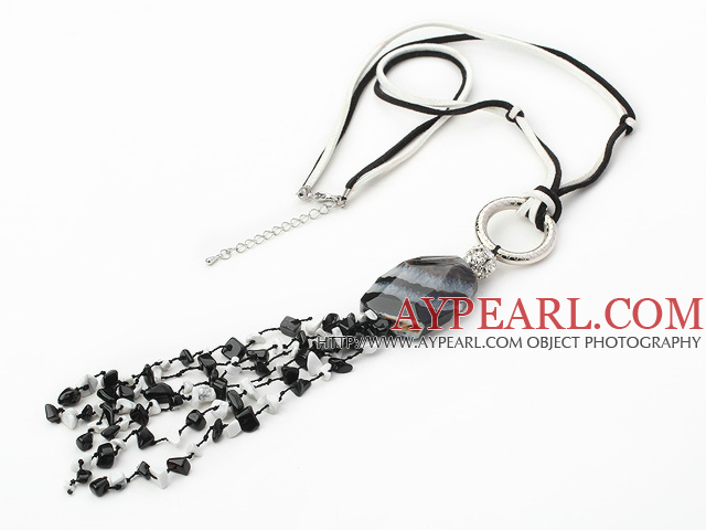 mode smycken vit turkos svart agat halsband