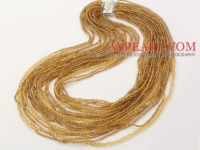 admirably multi strand 2-4mm yellow manmade crystal necklace