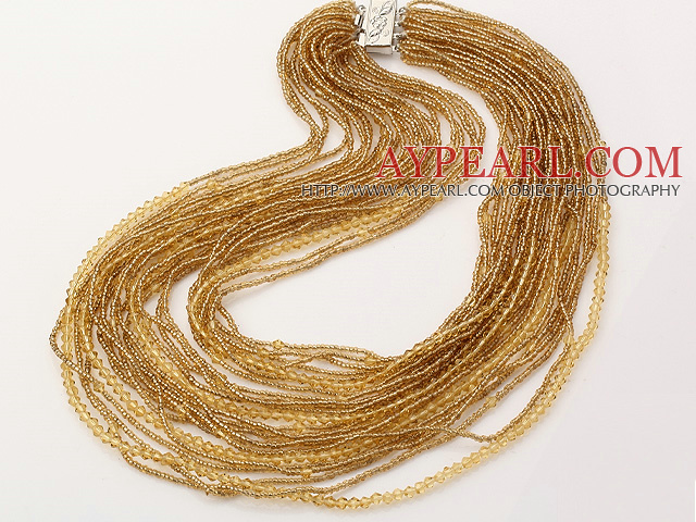 beundransvärt multi strand 2-4mm gula konstgjorda kristall halsband