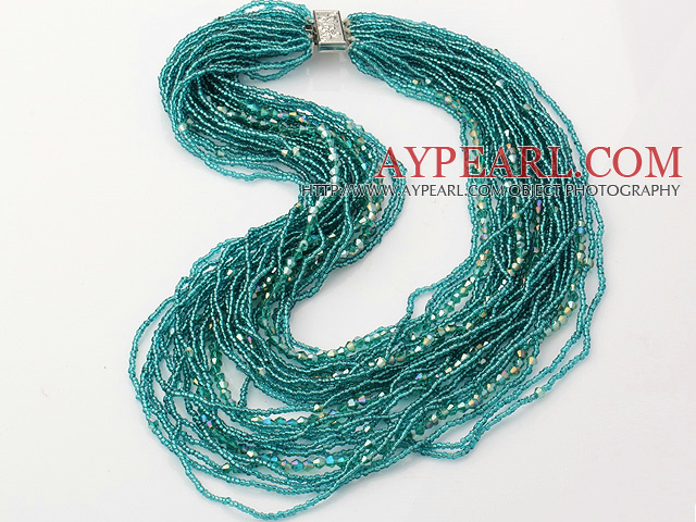 admirably multi strand 2-4mm lake blue manmade crystal necklace