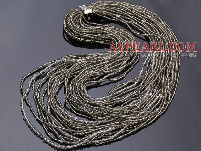 chaude brin vogue style multi 2-4mm gris artificiel collier en cristal